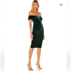 Bardot Bella Velvet Green dress-worn once!